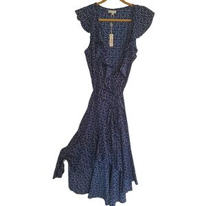 NWT MAX STUDIO NAVY DOT MAXI DRESS XL
